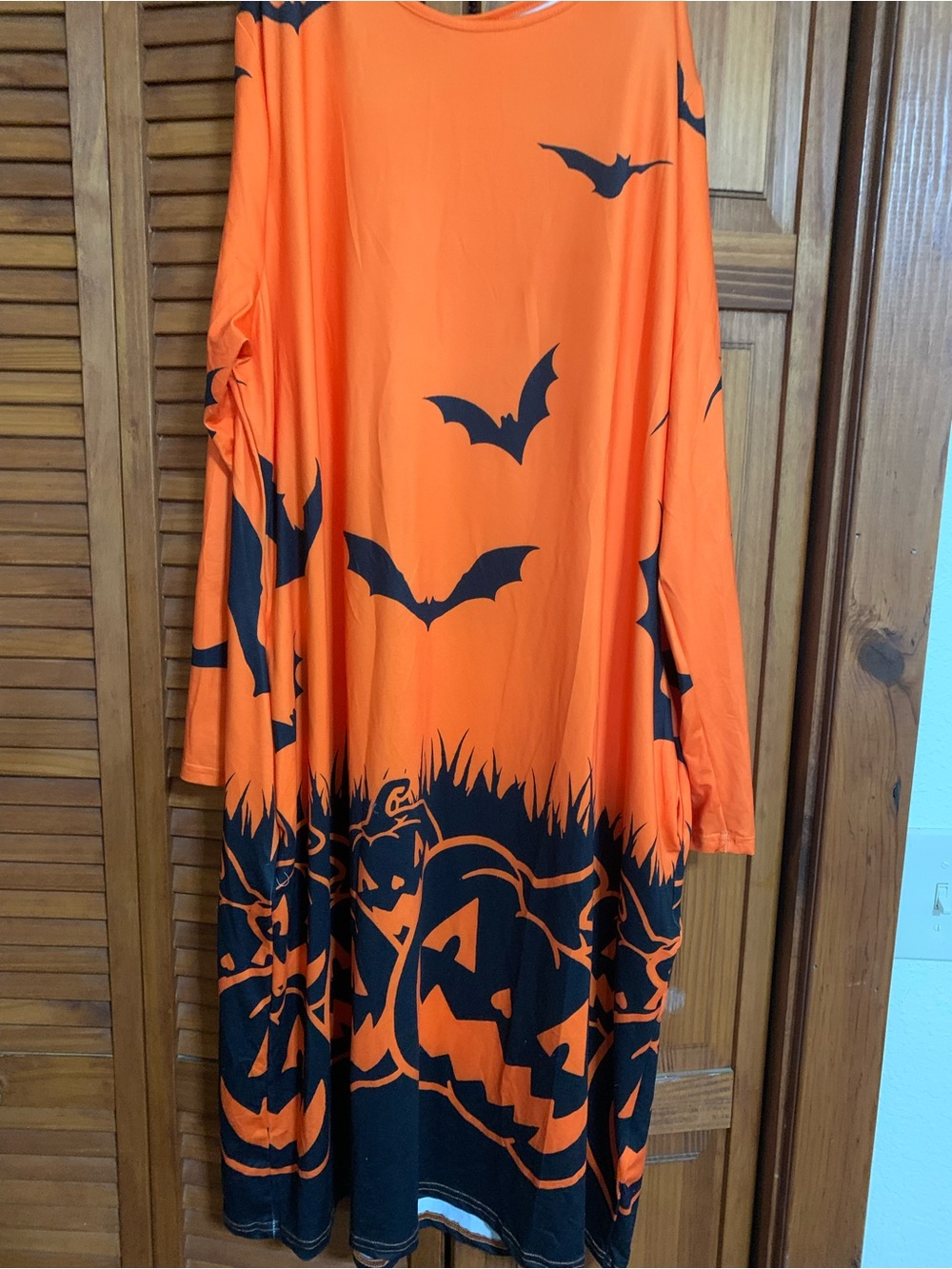 SHEIN Orange and Black Halloween Pumpkin & Bat Costume Dress